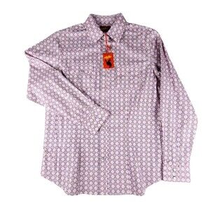 Rodeo Clothing Co Shirt Womens Medium Pink Geometric Long Sleeve Snap Western